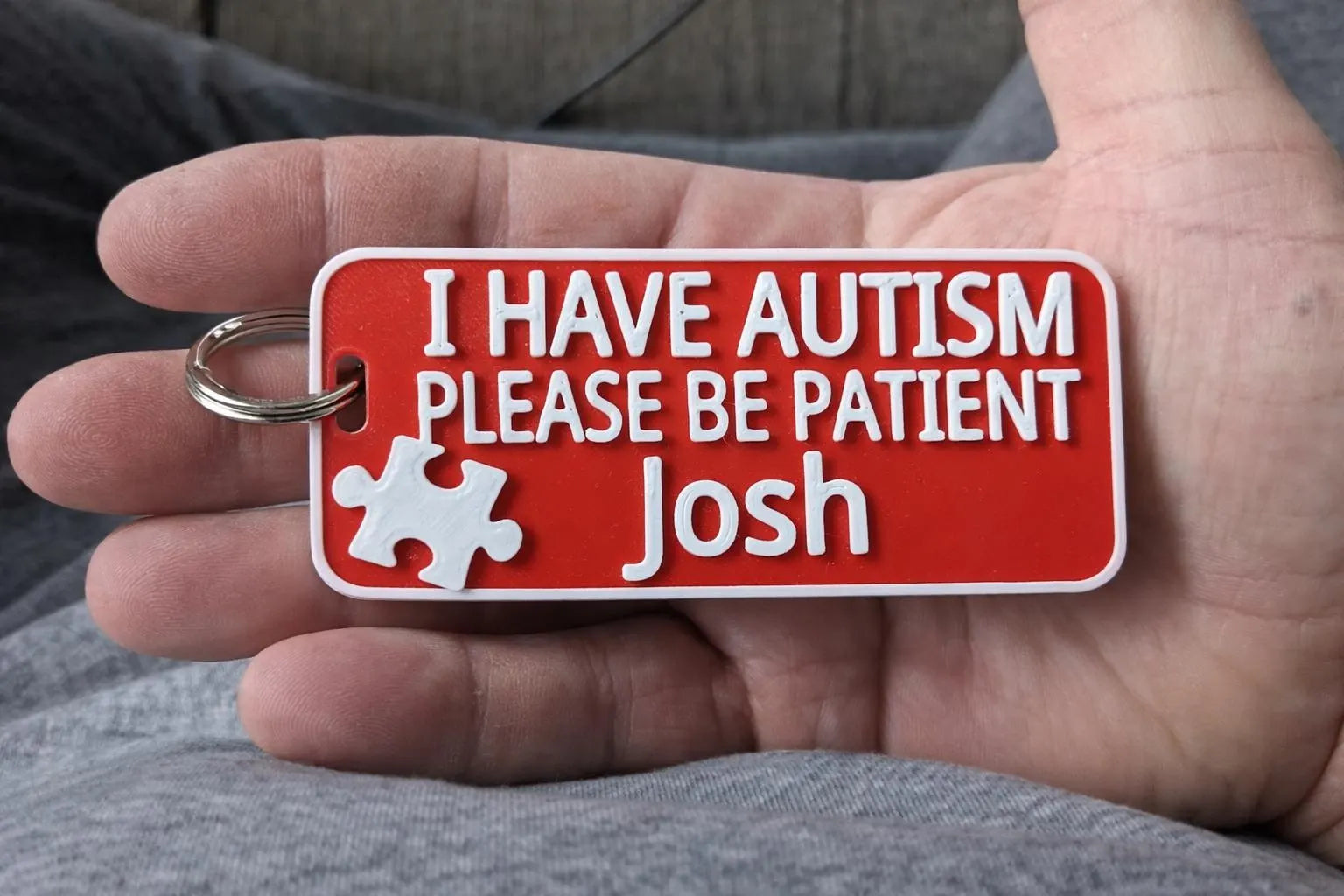 Autism Awareness Keyring, Autism Alert Keyring, Medical Alert Tag, Dementia Tag, Autism Bag Tag, Be Patient Keyring