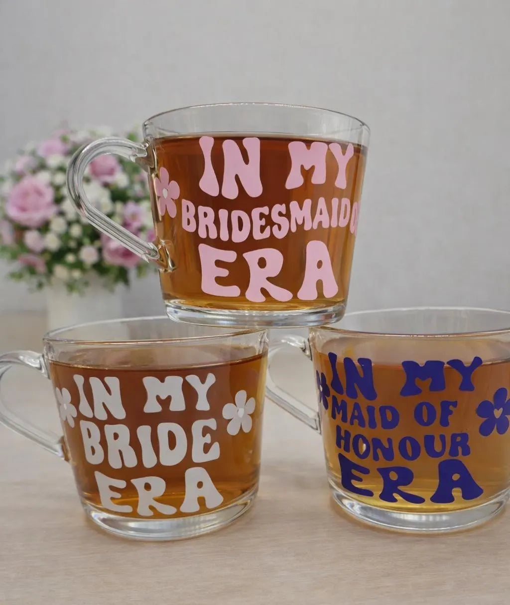 Bridesmaid Era Glass, Gift For Bridesmaids, Wedding Party Gift, Wedding Table Decor, Wedding Announcement Gift, Bridesmaid Request Gift