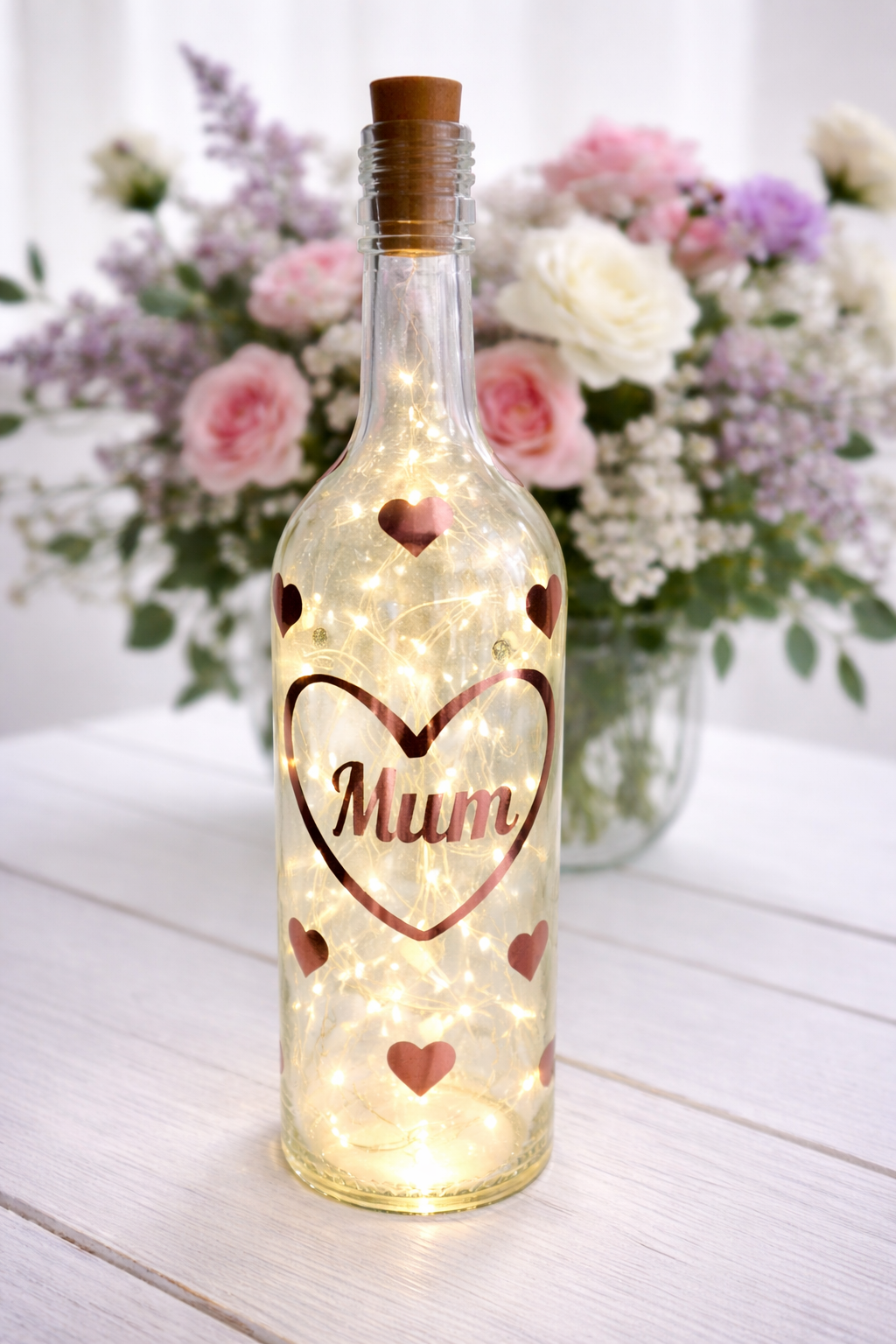 Mum Light Up Bottle, Mothers Day Gift, Gift for Mum's Birthday, Mum Christmas Gift, Mum Special Gift, Mum Heart Keepsake, Best Mum Gift