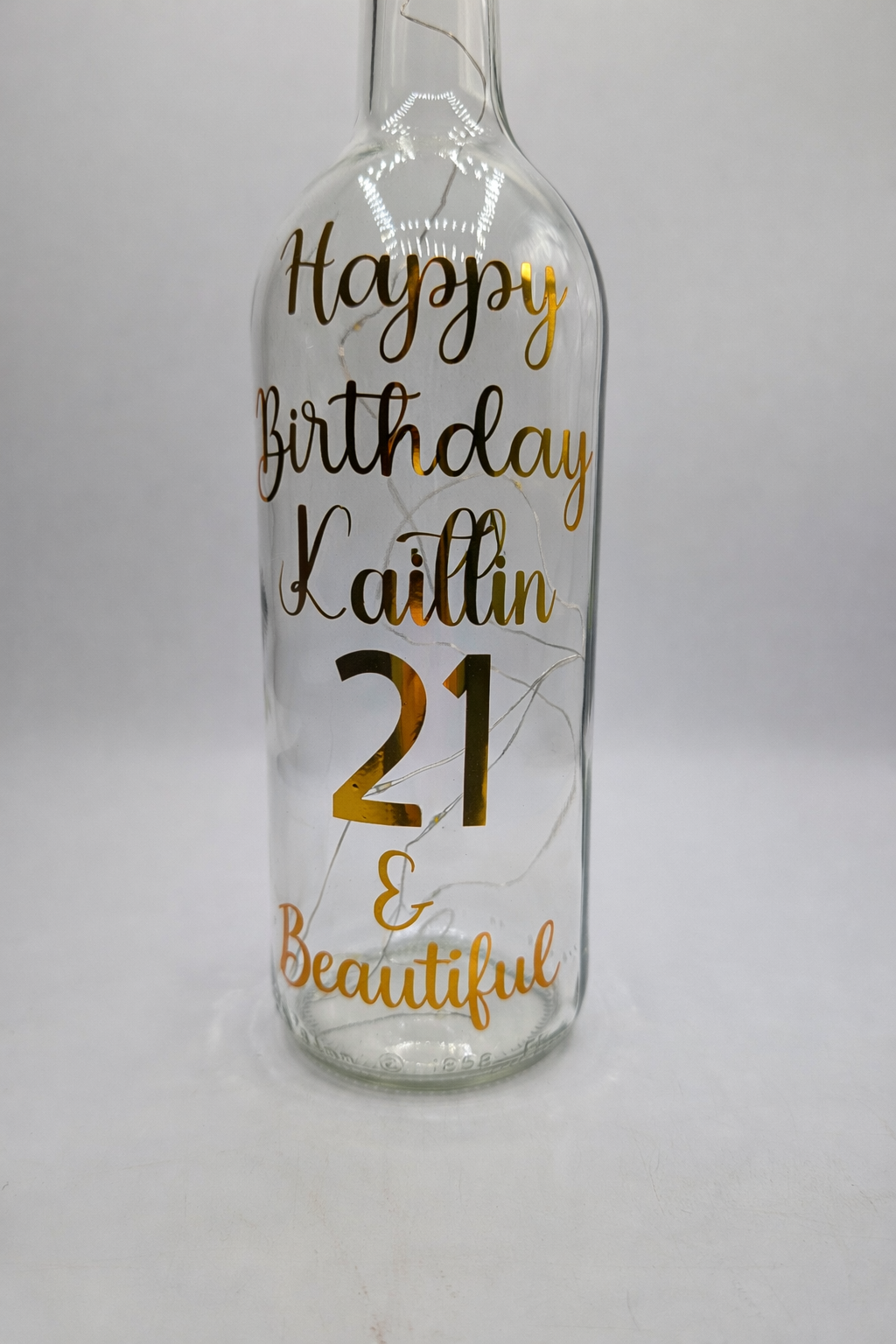 Personalised 21st Birthday Light Up Bottle, 21st Birthday Milestone Gift, Custom Light Up Bottle Gift, Present for Her 21st, Gift For Friend