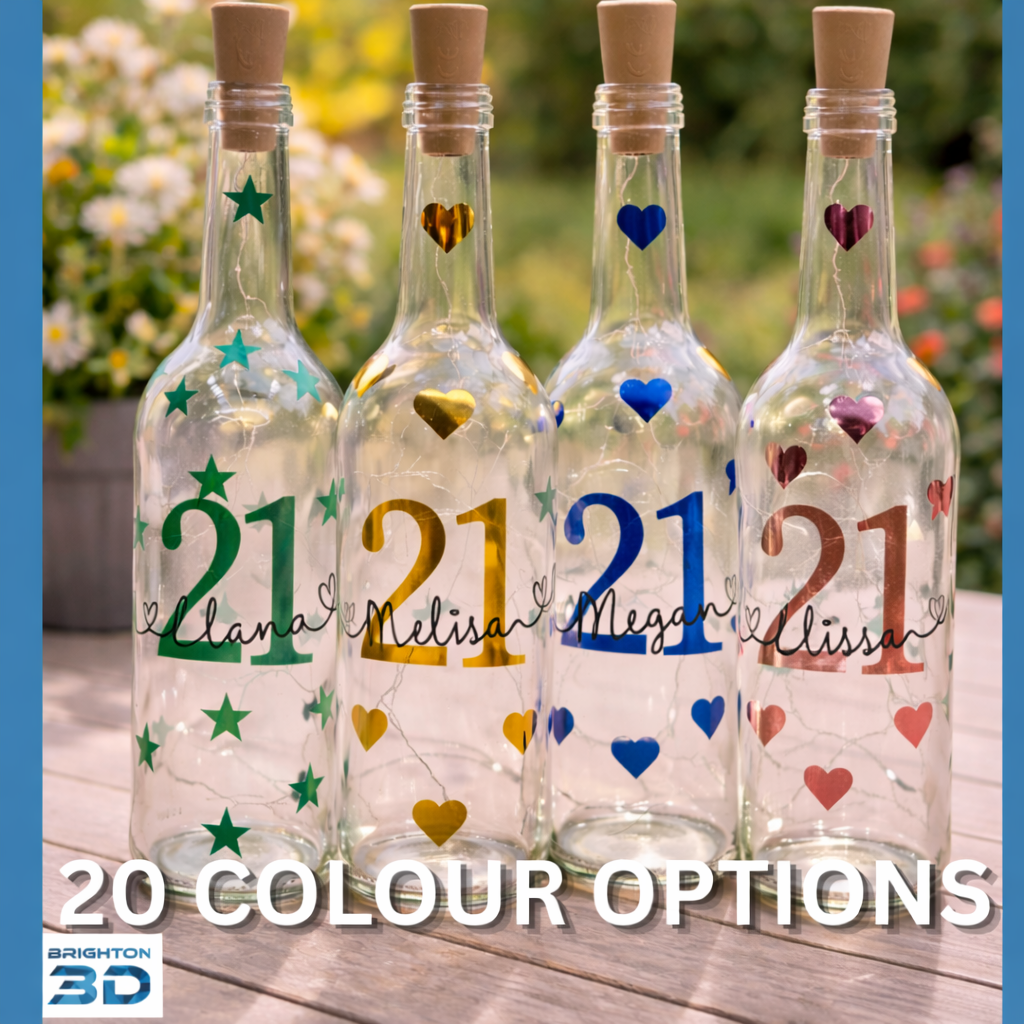 Personalised 21st Light Up Bottle, 21st Milestone Birthday, 21 Gift for her, Special 21st Birthday, 21st Birthday Present, Special 21st Gift