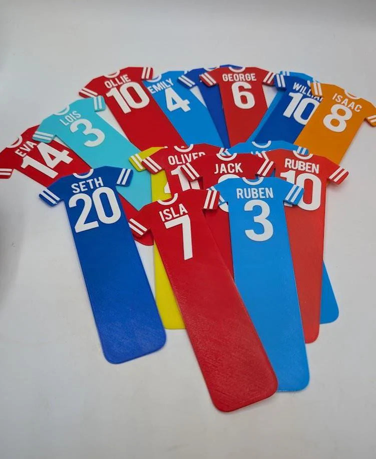 Custom Football Shirt Bookmark, Soccer Gift, Football Reading, Football Lover Gift, Soccer Bookmark, Party Bag, Under 5 Pound, Ready to Post