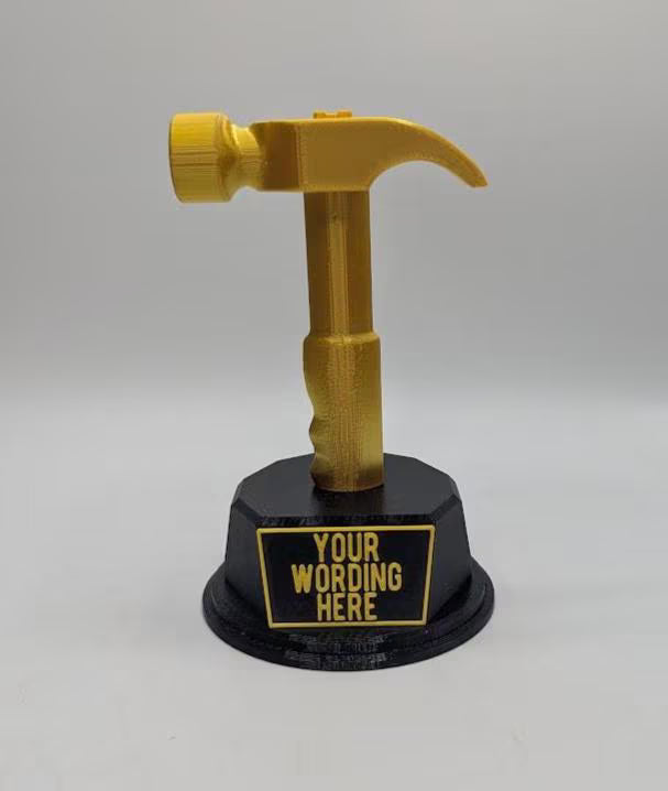 Personalised Hammer Trophy, Hammer Shaped Award, Custom Trophy Gift, Builder Trophy, Carpenter Gift, Custom Hammer Award, Workman Trophy