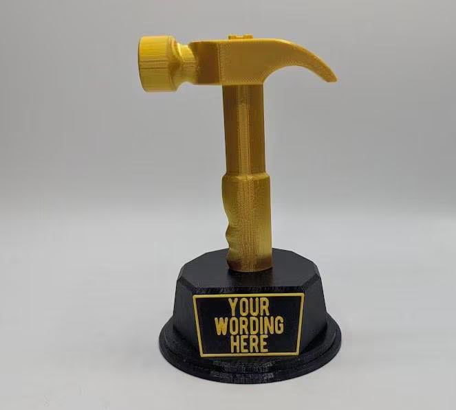 Personalised Hammer Trophy, Hammer Shaped Award, Custom Trophy Gift, Builder Trophy, Carpenter Gift, Custom Hammer Award, Workman Trophy