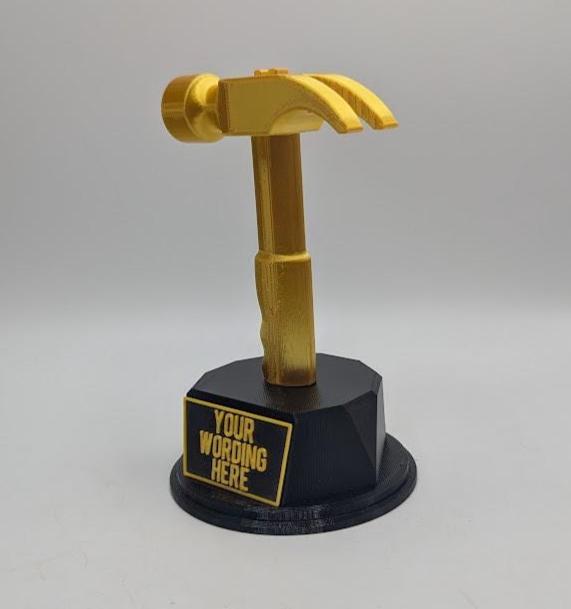 Personalised Hammer Trophy, Hammer Shaped Award, Custom Trophy Gift, Builder Trophy, Carpenter Gift, Custom Hammer Award, Workman Trophy