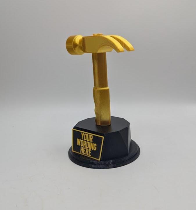 Personalised Hammer Trophy, Hammer Shaped Award, Custom Trophy Gift, Builder Trophy, Carpenter Gift, Custom Hammer Award, Workman Trophy