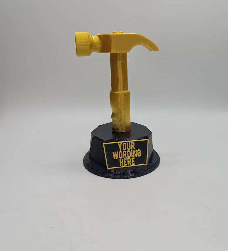 Personalised Hammer Trophy, Hammer Shaped Award, Custom Trophy Gift, Builder Trophy, Carpenter Gift, Custom Hammer Award, Workman Trophy