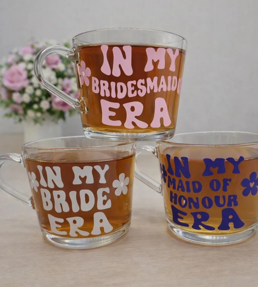 Maid Of Honour Era Glass, Gift For Bridesmaids, Wedding Party Gift, Wedding Table Decor, Wedding Announcement Gift, Bridesmaid Request Gift