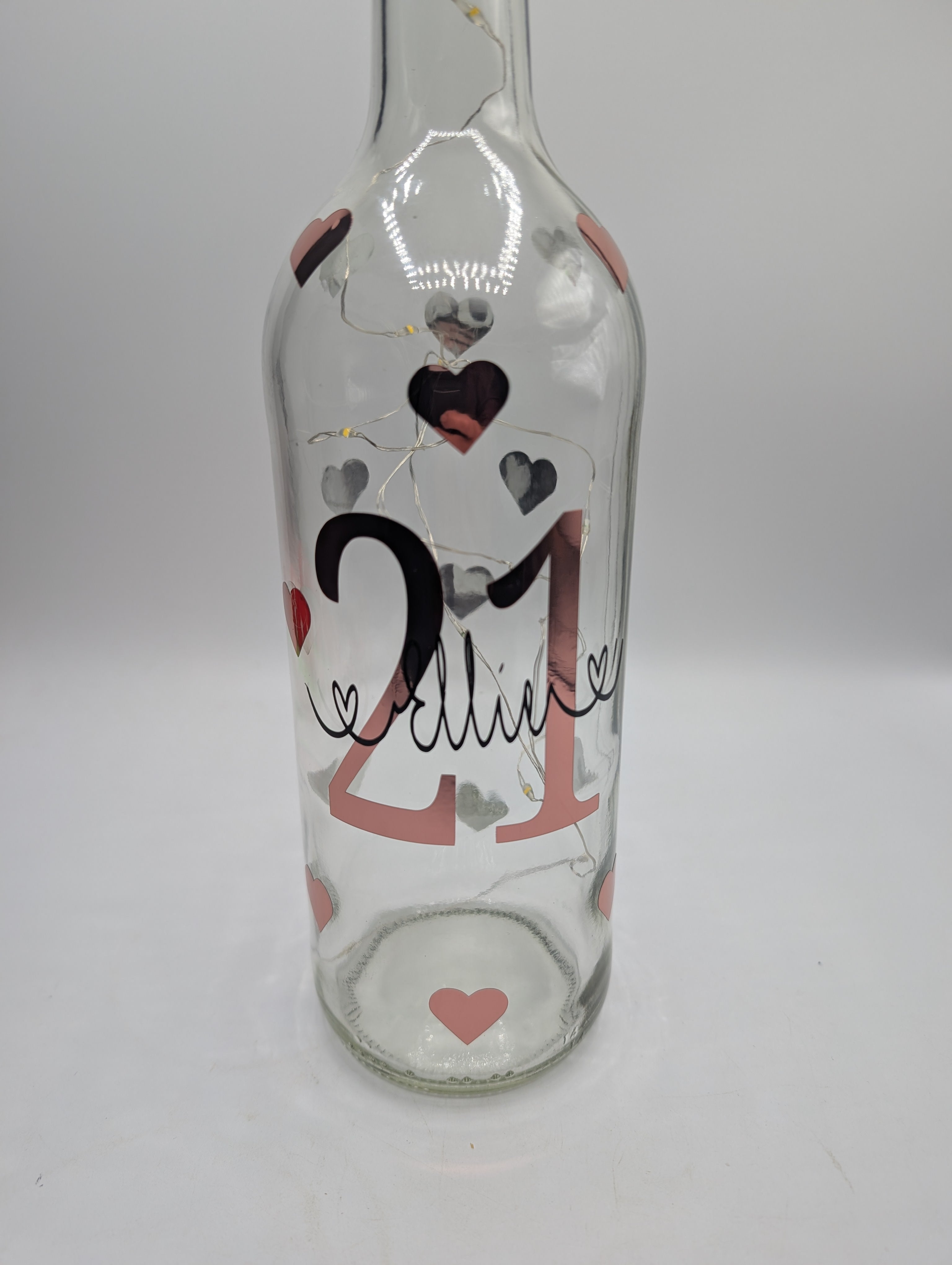 Personalised 21st Light Up Bottle, 21st Milestone Birthday, 21 Gift for her, Special 21st Birthday, 21st Birthday Present, Special 21st Gift