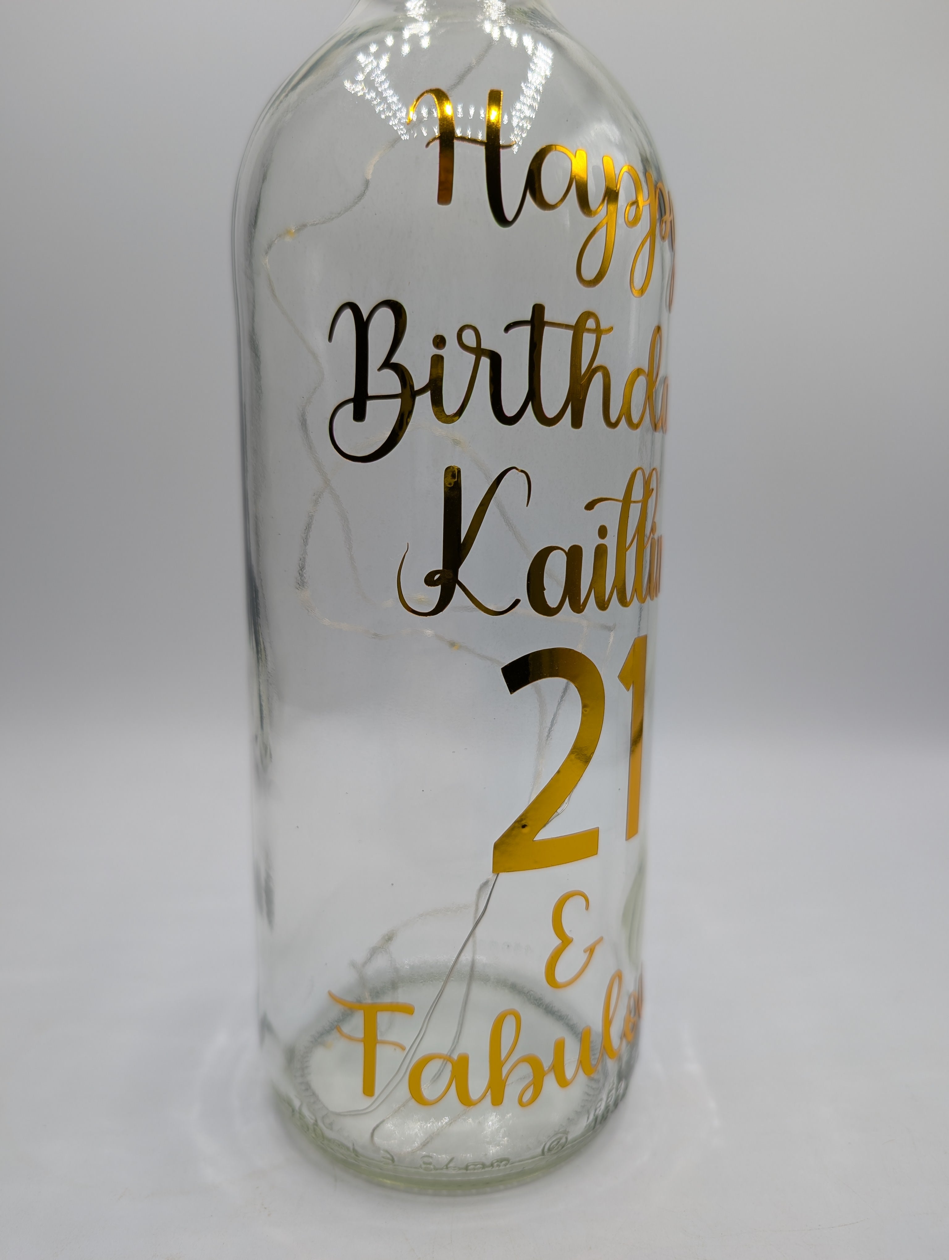 Personalised 21st Birthday Light Up Bottle, 21st Birthday Milestone Gift, Custom Light Up Bottle Gift, Present for Her 21st, Gift For Friend