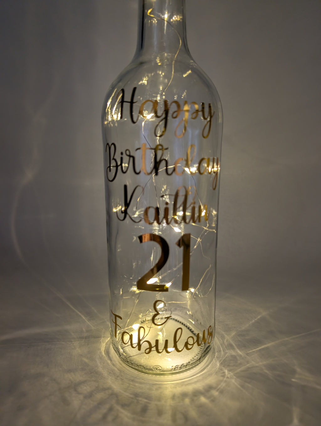 Personalised 21st Birthday Light Up Bottle, 21st Birthday Milestone Gift, Custom Light Up Bottle Gift, Present for Her 21st, Gift For Friend