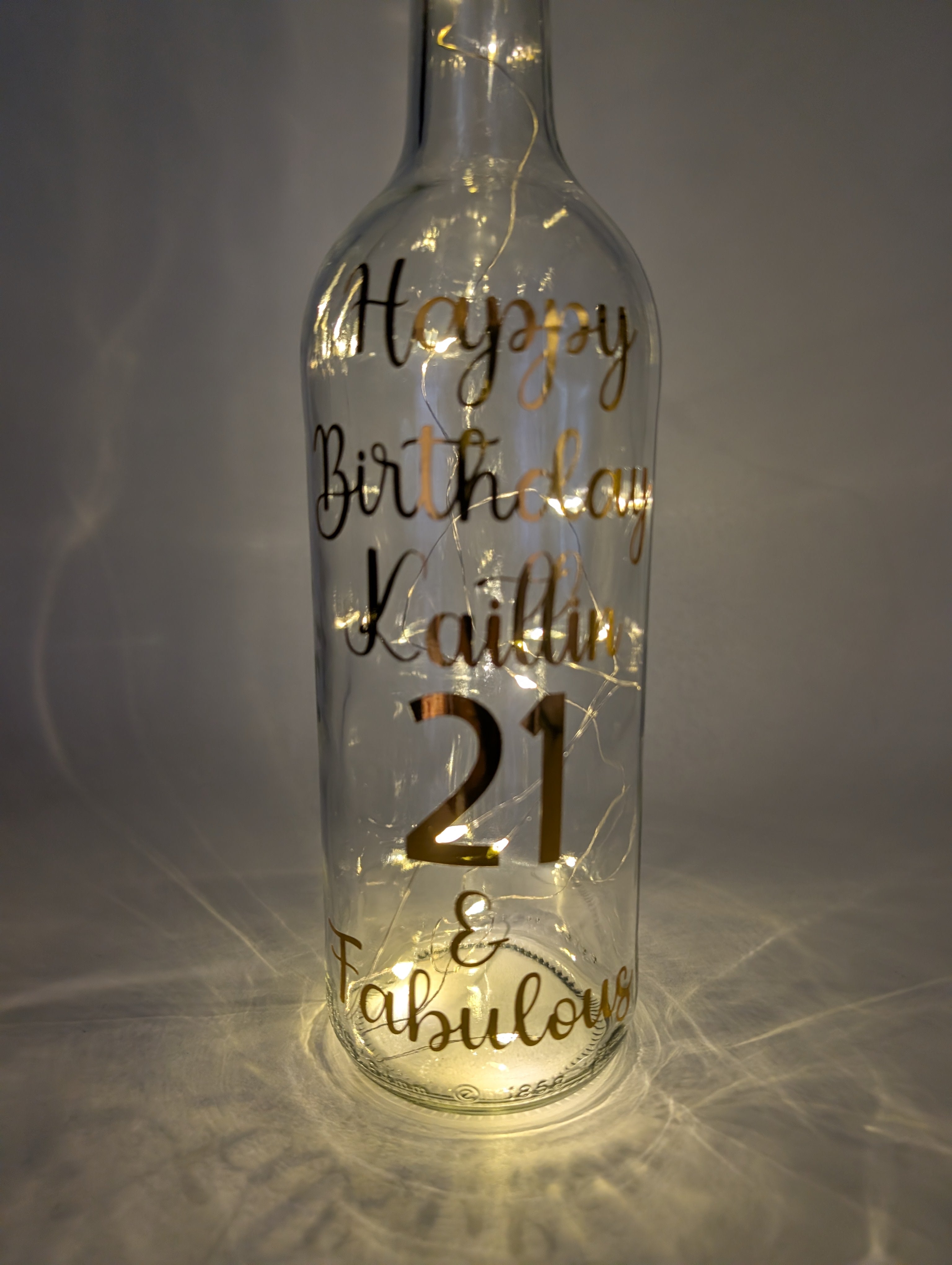 Personalised 21st Birthday Light Up Bottle, 21st Birthday Milestone Gift, Custom Light Up Bottle Gift, Present for Her 21st, Gift For Friend