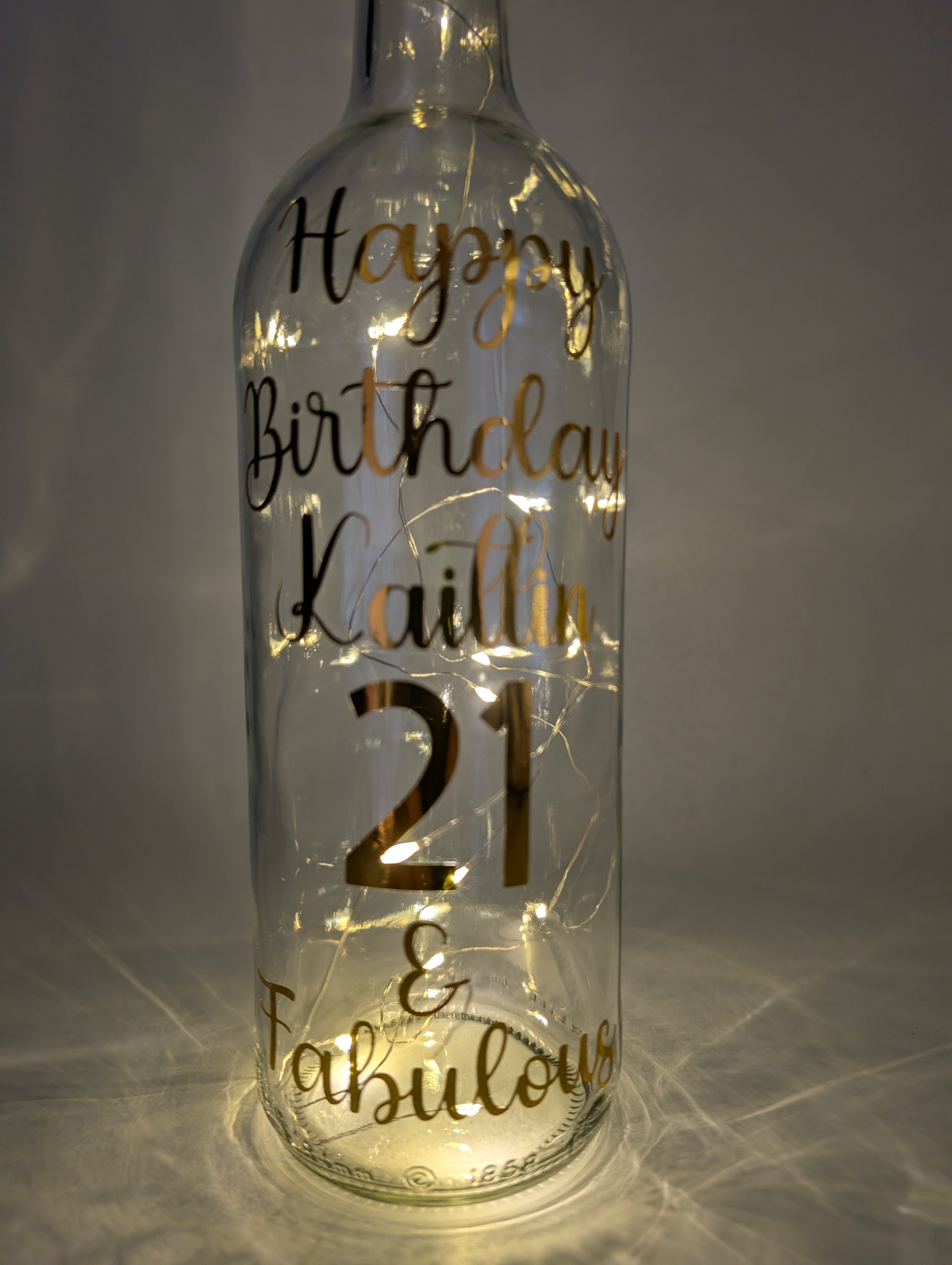 Personalised 21st Birthday Light Up Bottle, 21st Birthday Milestone Gift, Custom Light Up Bottle Gift, Present for Her 21st, Gift For Friend