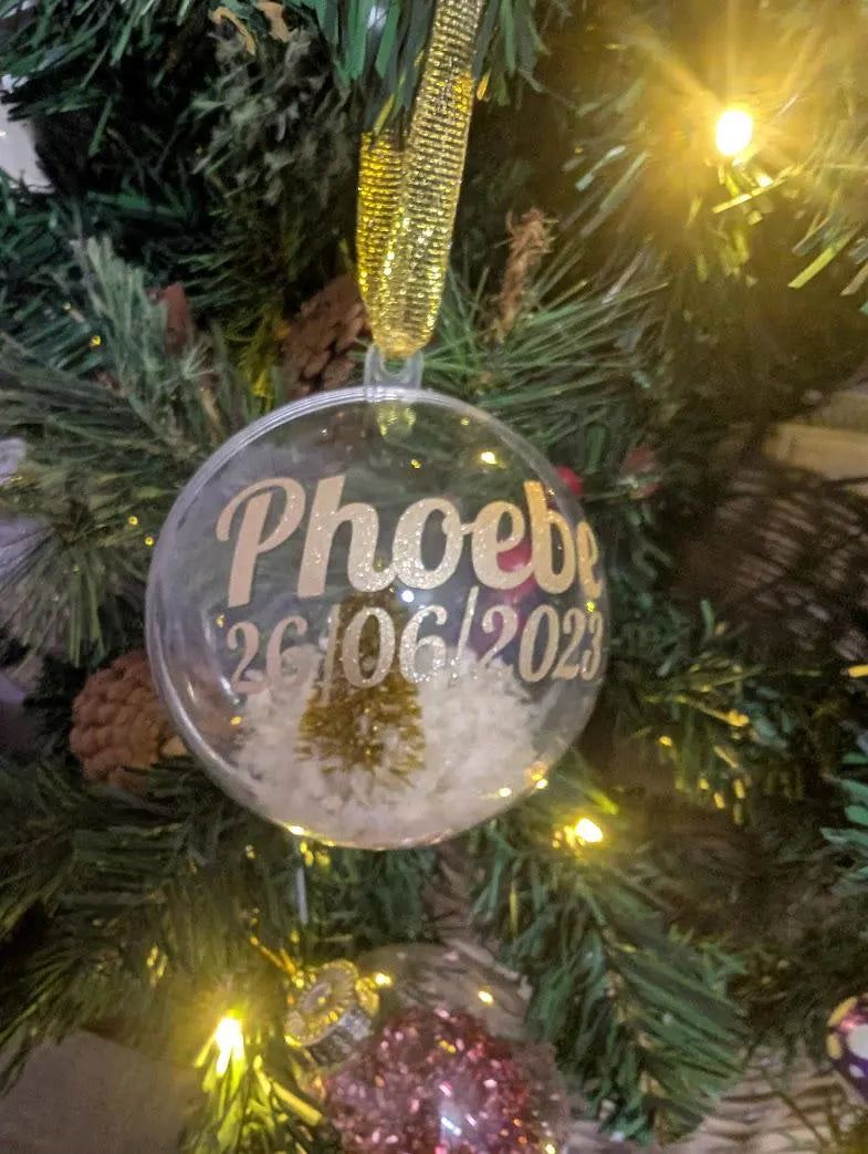 Personalised Glitter Tree Snow Globe Christmas Bauble / Tree Personalised Decoration / Name Bauble / Personalised Christmas Ornament Gift