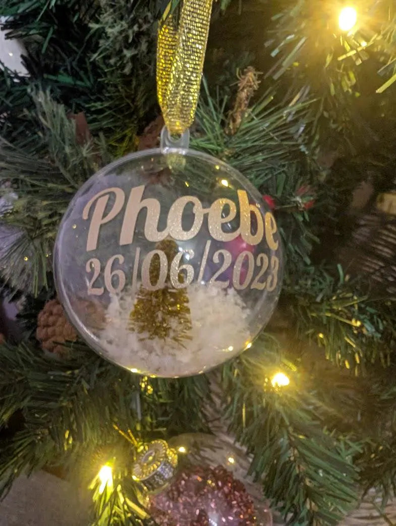 Personalised Glitter Tree Snow Globe Christmas Bauble / Tree Personalised Decoration / Name Bauble / Personalised Christmas Ornament Gift