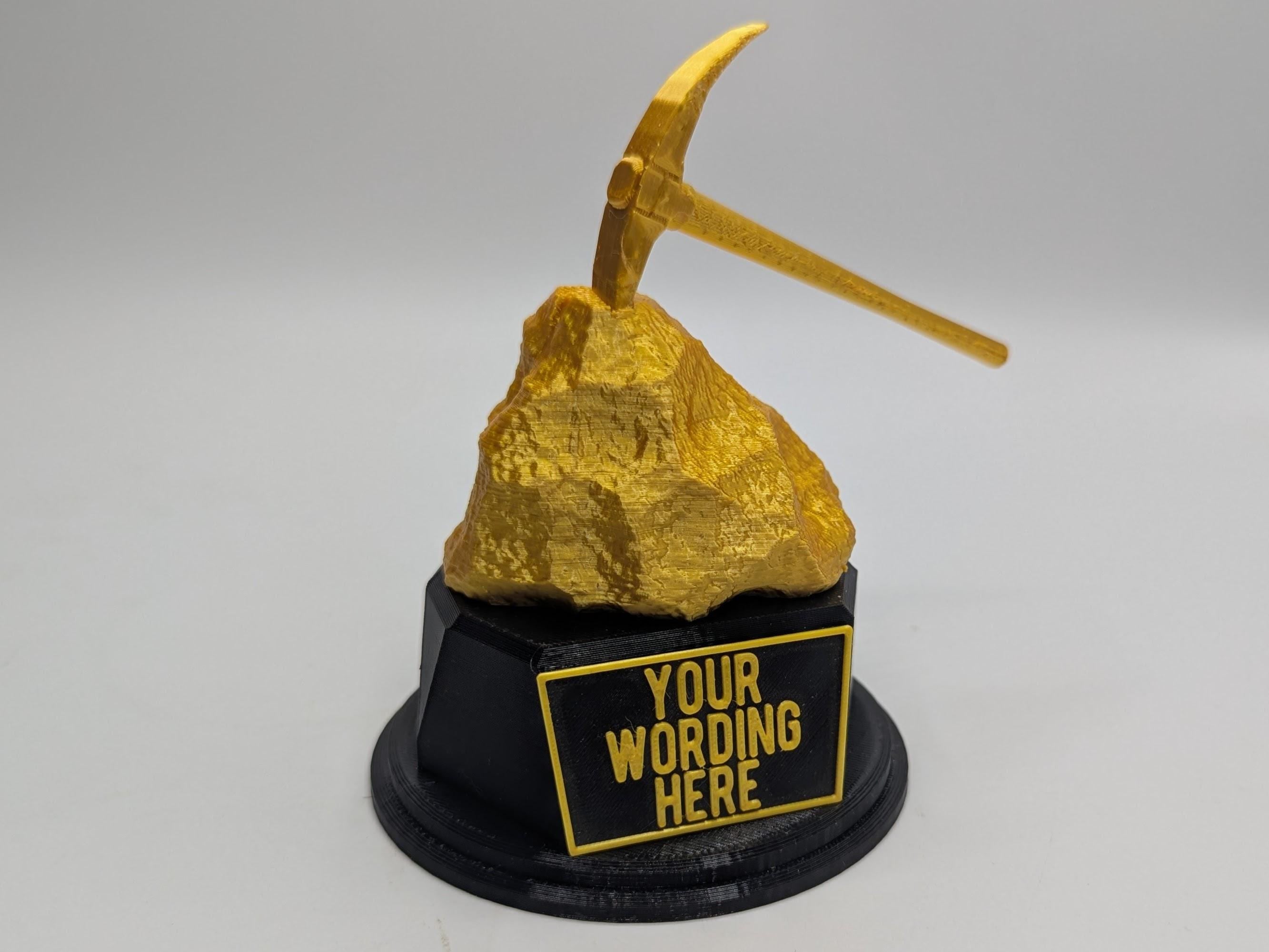 Gold Digger Trophy, Gold Nugget Award, Custom Trophy Gift, Pick Axe Trophy, Digger Award, Golden Nugget Trophy,  Mining Trophy Award, Gold