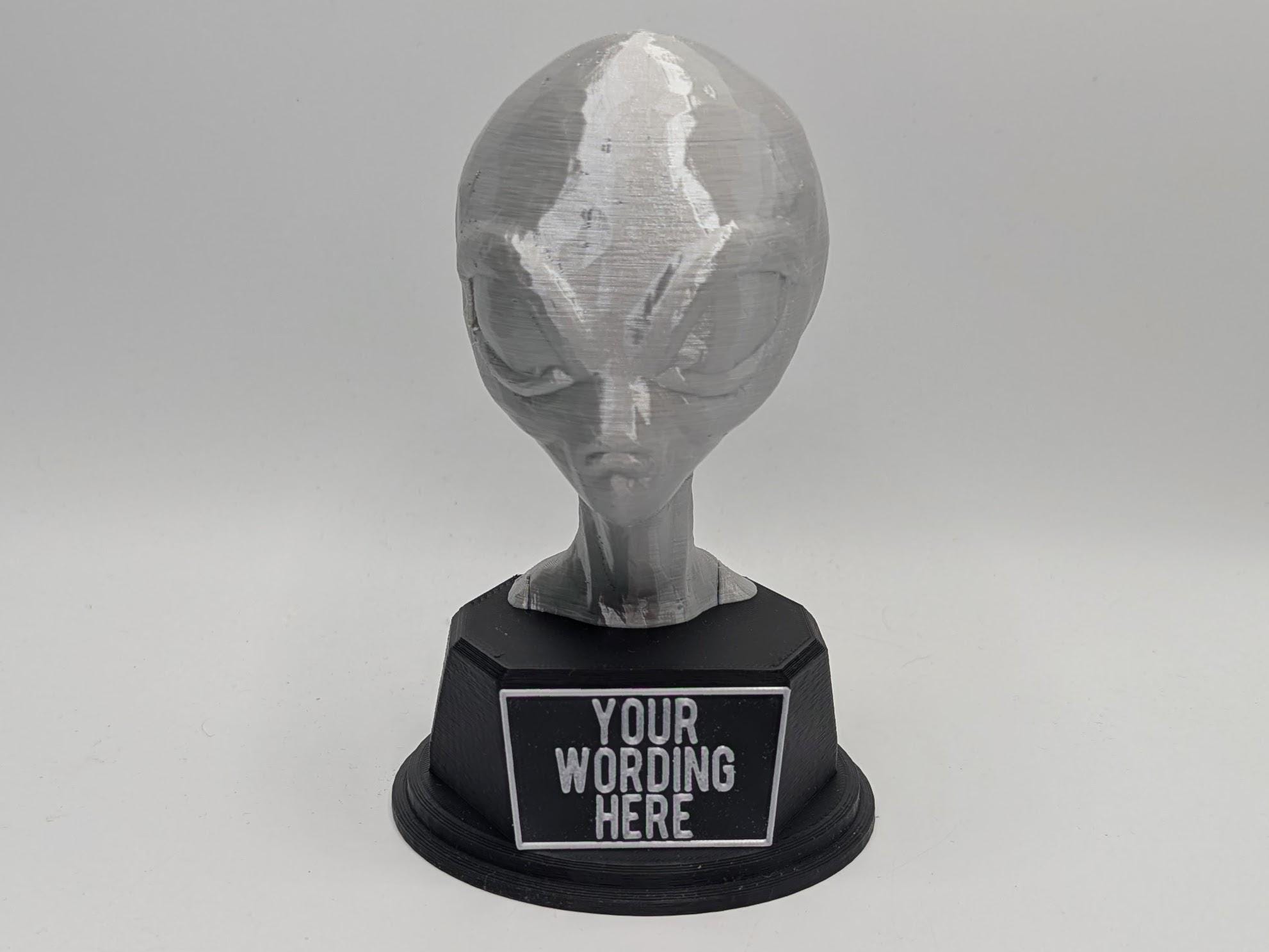 Personalised Alien Trophy, Alien Trophy, Alien Head Trophy Award, Custom Trophy, Golden Award, Sci Fi Lover Trophy, Sci Fi Office Award Gift