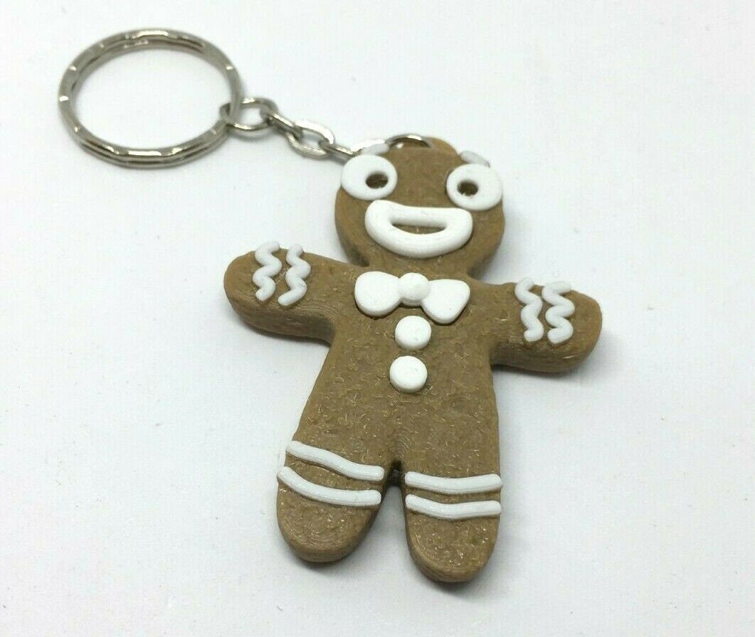 Gingerbread Man Keychain / Cute Gingerbread Man Keyring / Gingerbread Bag Tag Charm / Gingerbread Keyring Stocking Filler / Christmas Gift