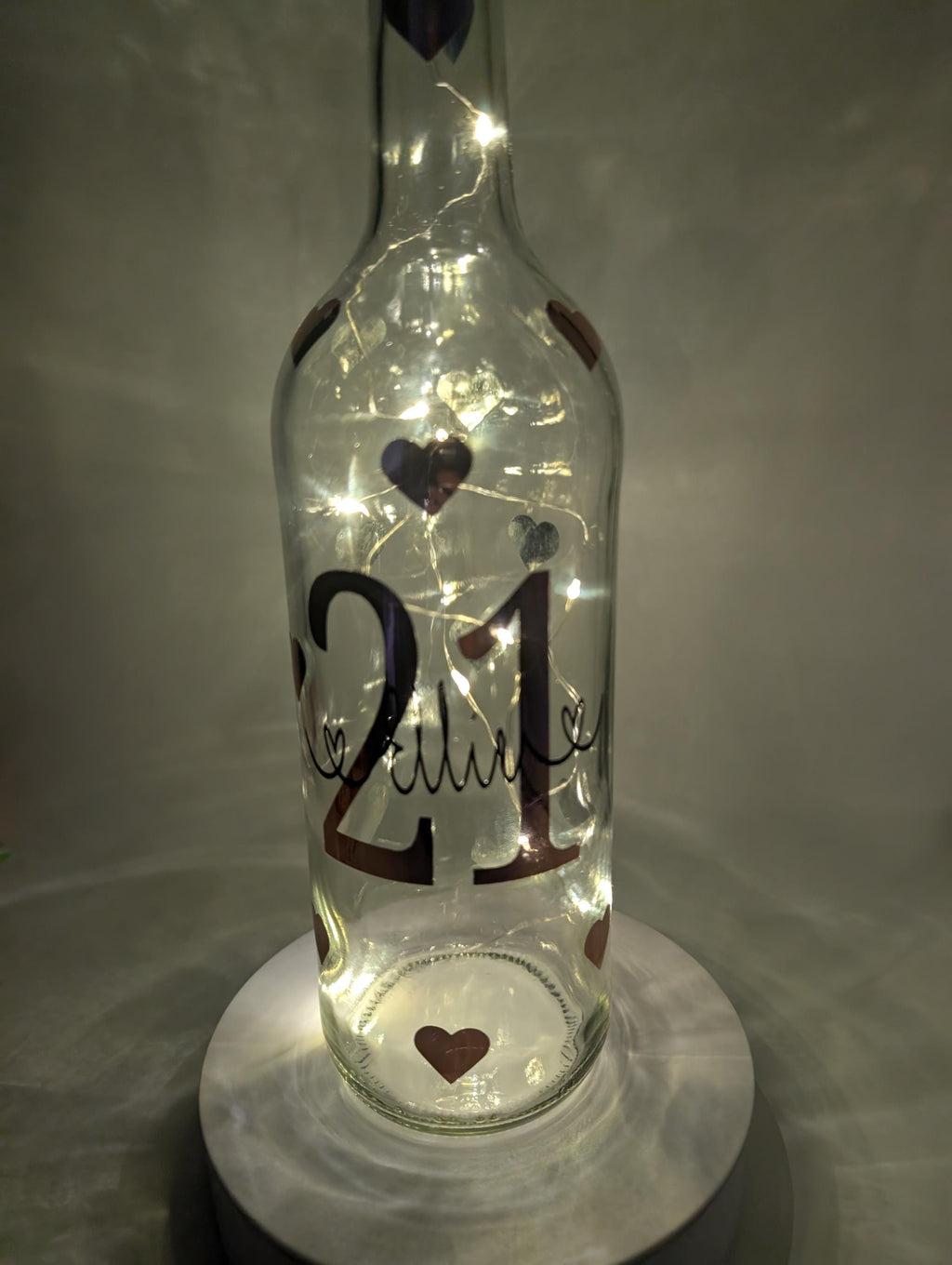 Personalised 21st Light Up Bottle, 21st Milestone Birthday, 21 Gift for her, Special 21st Birthday, 21st Birthday Present, Special 21st Gift