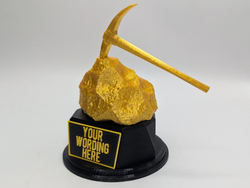 Gold Digger Trophy, Gold Nugget Award, Custom Trophy Gift, Pick Axe Trophy, Digger Award, Golden Nugget Trophy,  Mining Trophy Award, Gold