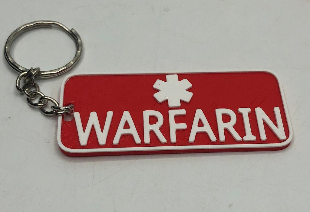 Warfarin Keyring / Warfarin Medical Alert Key Chain / Medical Alert Keyring / Medical Alert Warfarin / Warfarin Alert / Medical ID Keyring