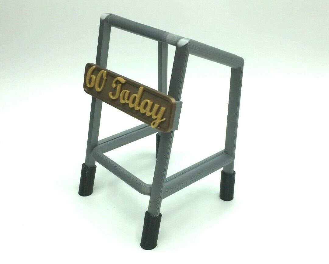 Old Person OAP Walking / Zimmer Frame Cake Topper Joke Prop / 60th Birthday / 65th Birthday / 70th Birthday / 50th Birthday / 40th Birthday