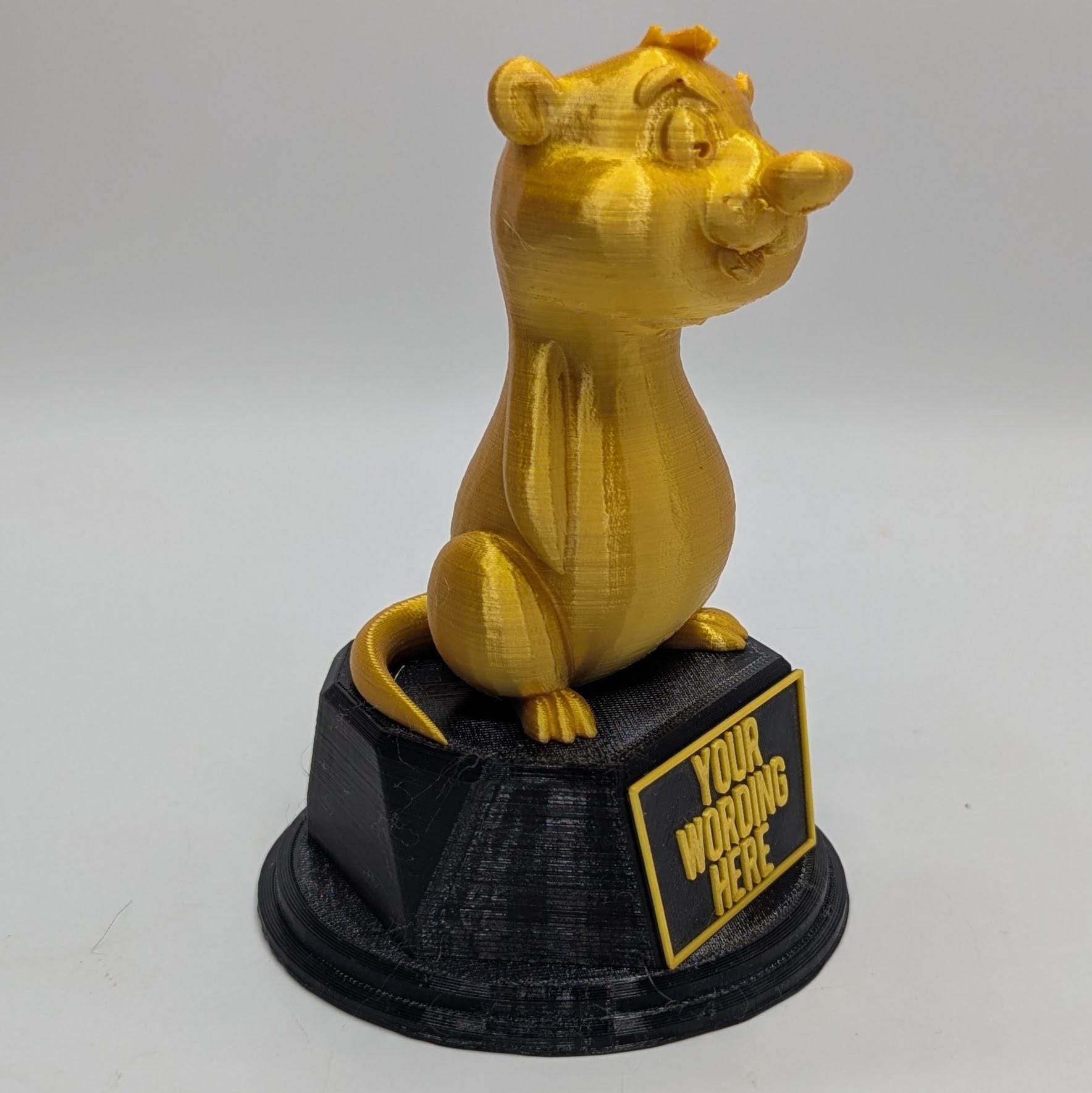 Personalised Gopher Trophy, Ground Squirrel Trophy, Gift for Gopher Lover, Custom Trophy Gift, Gopher Award, Office Trophy, Animal Lover