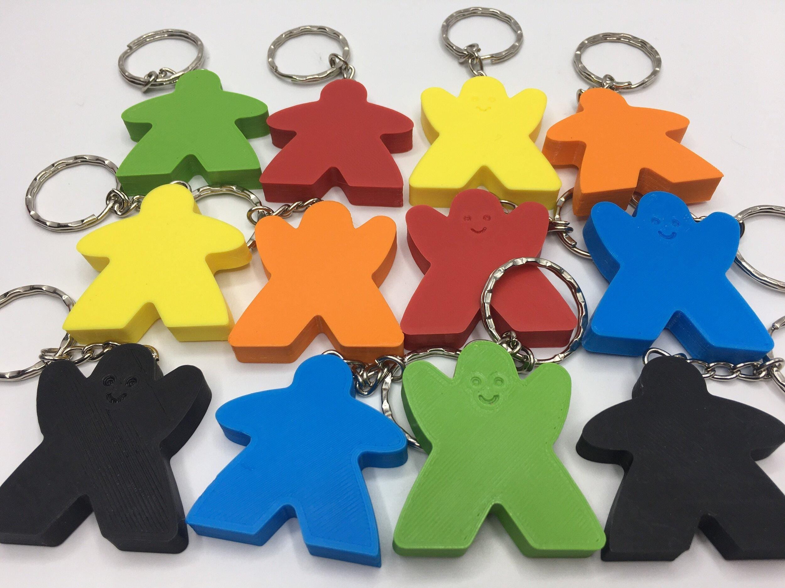 Meeples Keyring, Meeple Bag Tag, Meeple Shape Gift, Meeple Board Game Gift, Under 5 Pound, Meeple Face Keyring, Meeple Face Bag Tag, Meeple