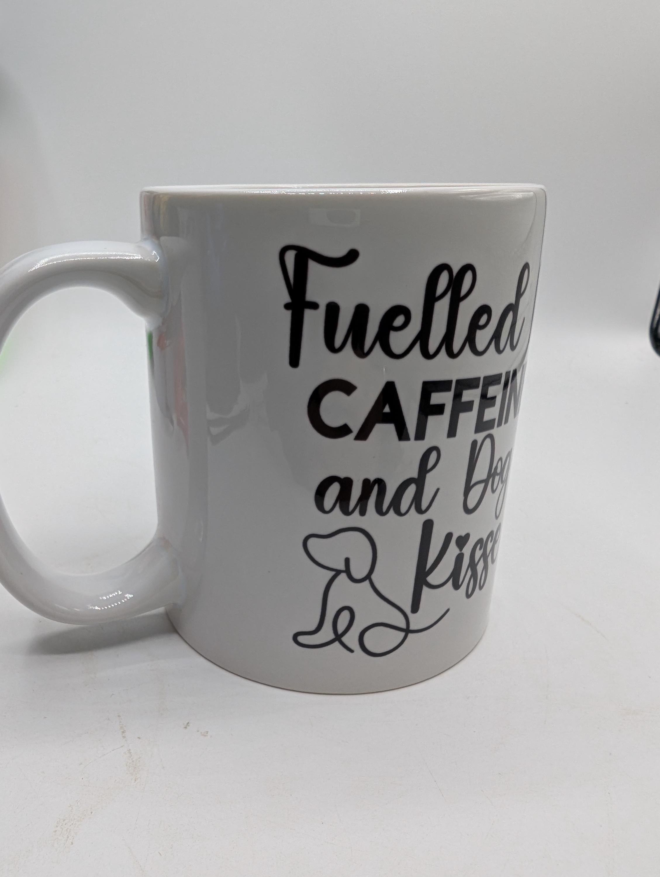 Dog Lover Mug, Fuelled by Caffeine & Dog Kisses, Gift for friend, Dog Kisses Coaster, Dog Tea Mug, Funny Dog Mug, Dog Mum Gift, Dog Dad Gift