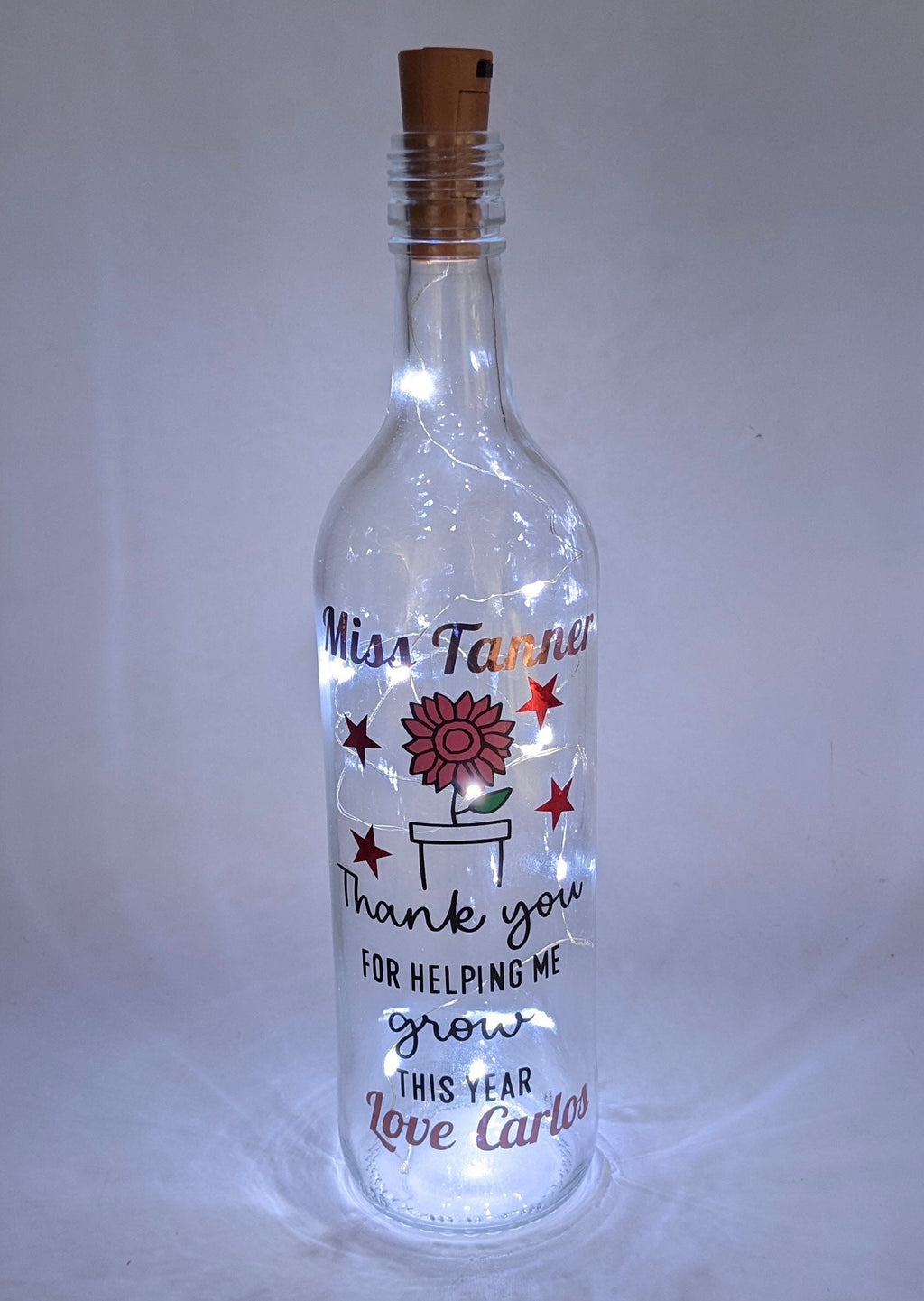 Thank you Teacher Gift, Teacher Light Up Bottle, End of Year Gift for Teacher, Leaving Gift for Teacher, A Great Teacher is Hard to Find
