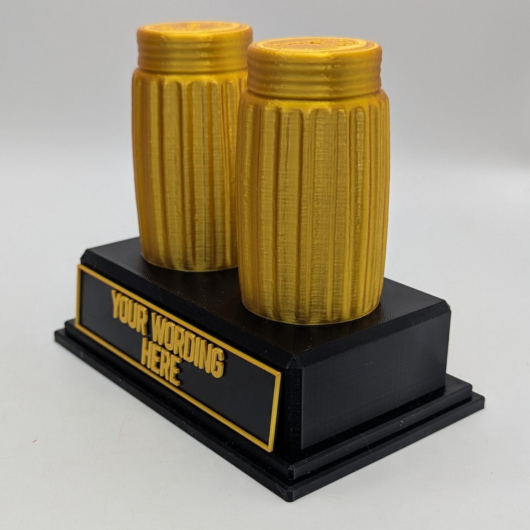 Personalised Salt & Pepper Trophy, Salt Shape Gift, Pepper Award Gift, Couch Trophy, Custom Award, Salt and Pepper Shaker Gift, Salt Shaker