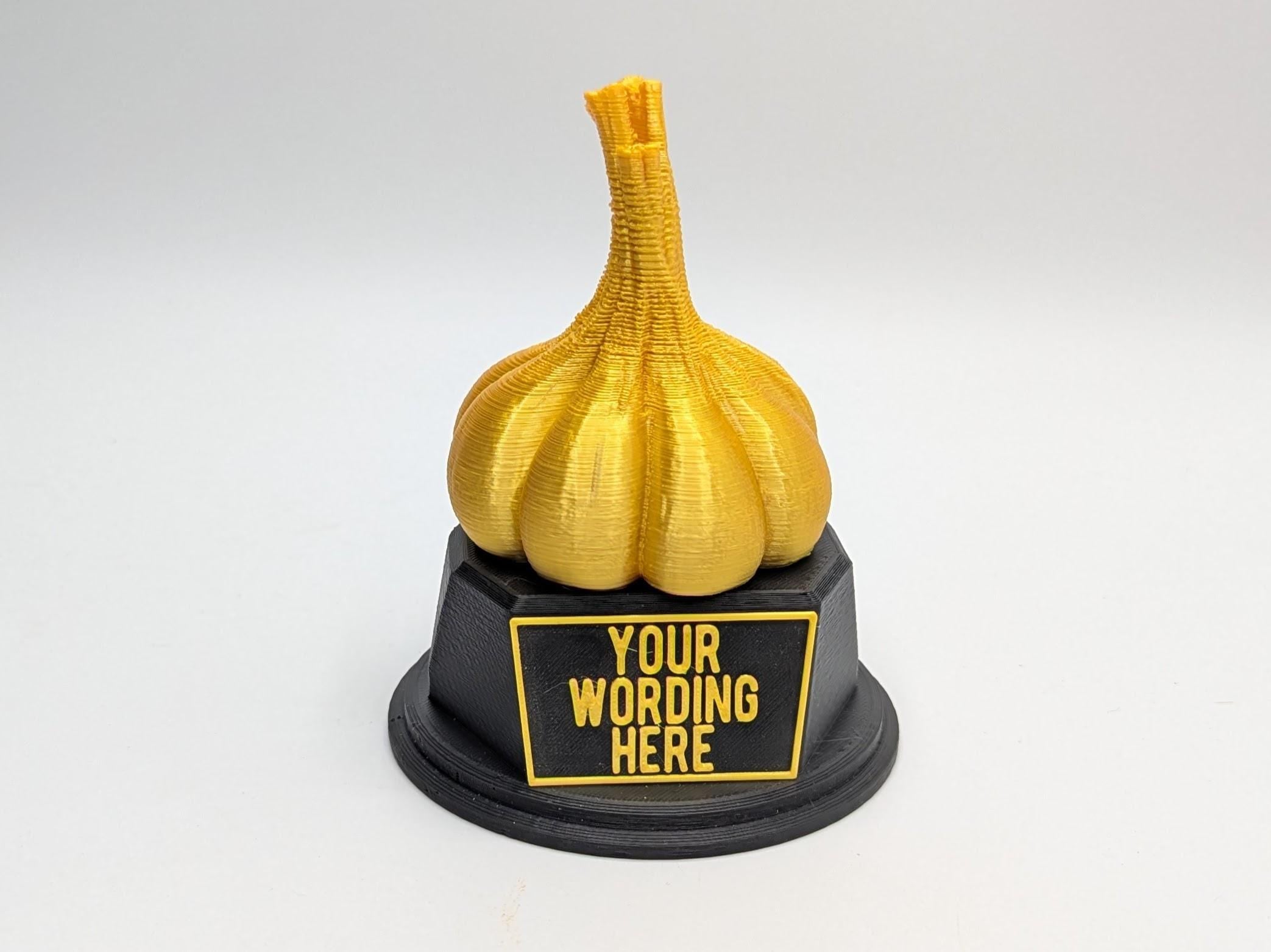 Personalised Garlic Trophy, Garlic Bulb Trophy, Garlic Lover Gift, Vegetable Award, Garlic Award Trophy, Custom Garlic Trophy, Garlic Shape