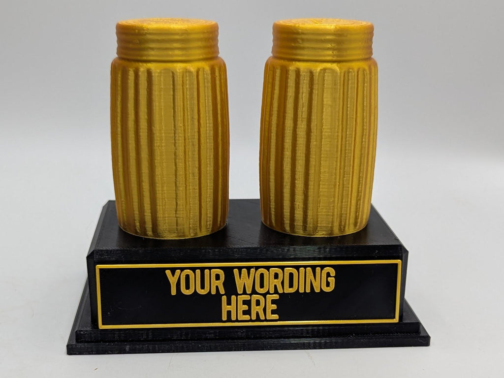 Personalised Salt & Pepper Trophy, Salt Shape Gift, Pepper Award Gift, Couch Trophy, Custom Award, Salt and Pepper Shaker Gift, Salt Shaker