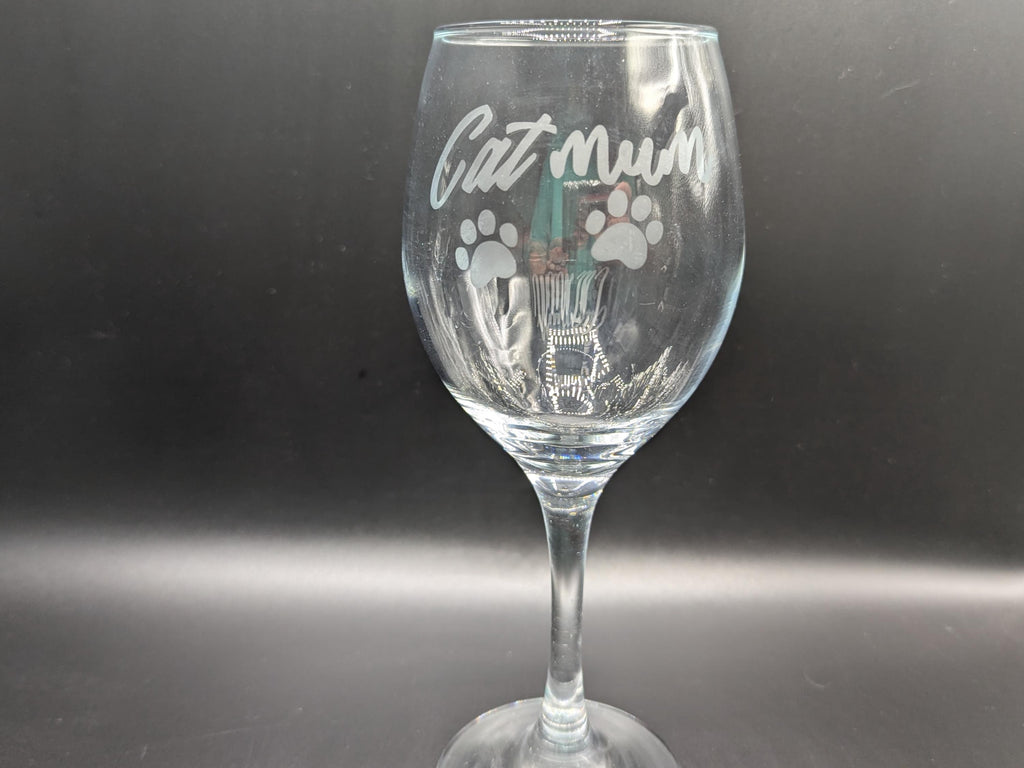 Etched Cat Mum Glass, Cat Mum Gin/Wine/Latte/Prosecco Glass, Mother's Day Gift, Mum  Cat Gift, Cat Mam Glass, Christmas Gift, Cat Mom Glass