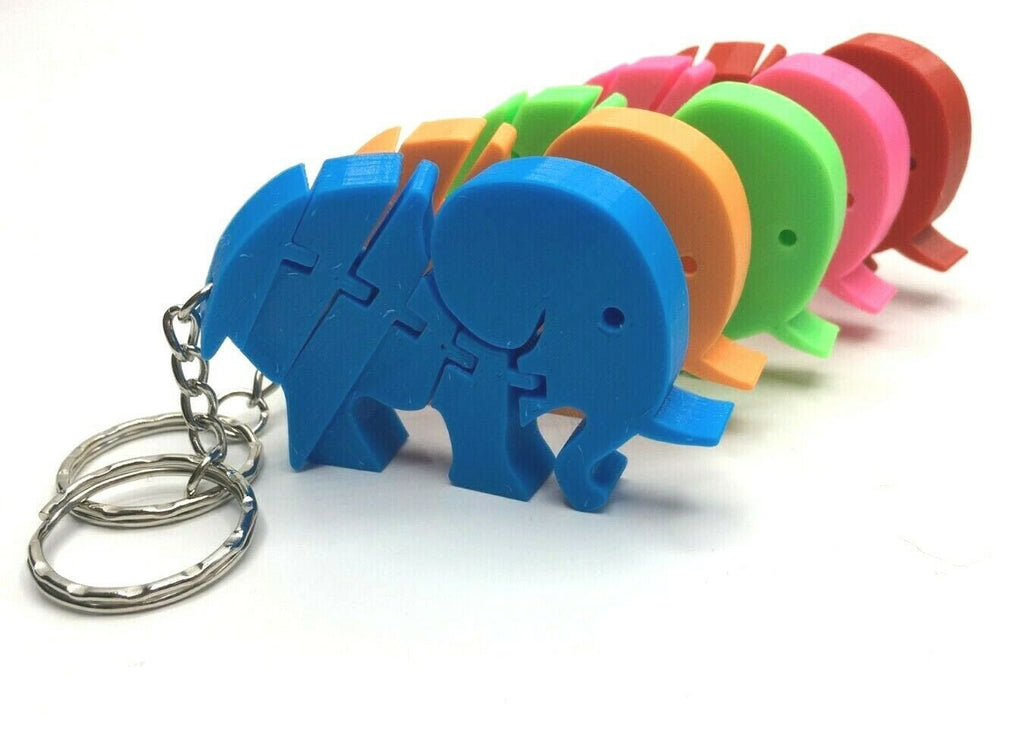 Flexible Elephant Keyring, Pink Elephant, Sensory Elephant, Articulated Elephant, Elephant Moving Keyring, Under 5 Pound Gift, Elephant Tag