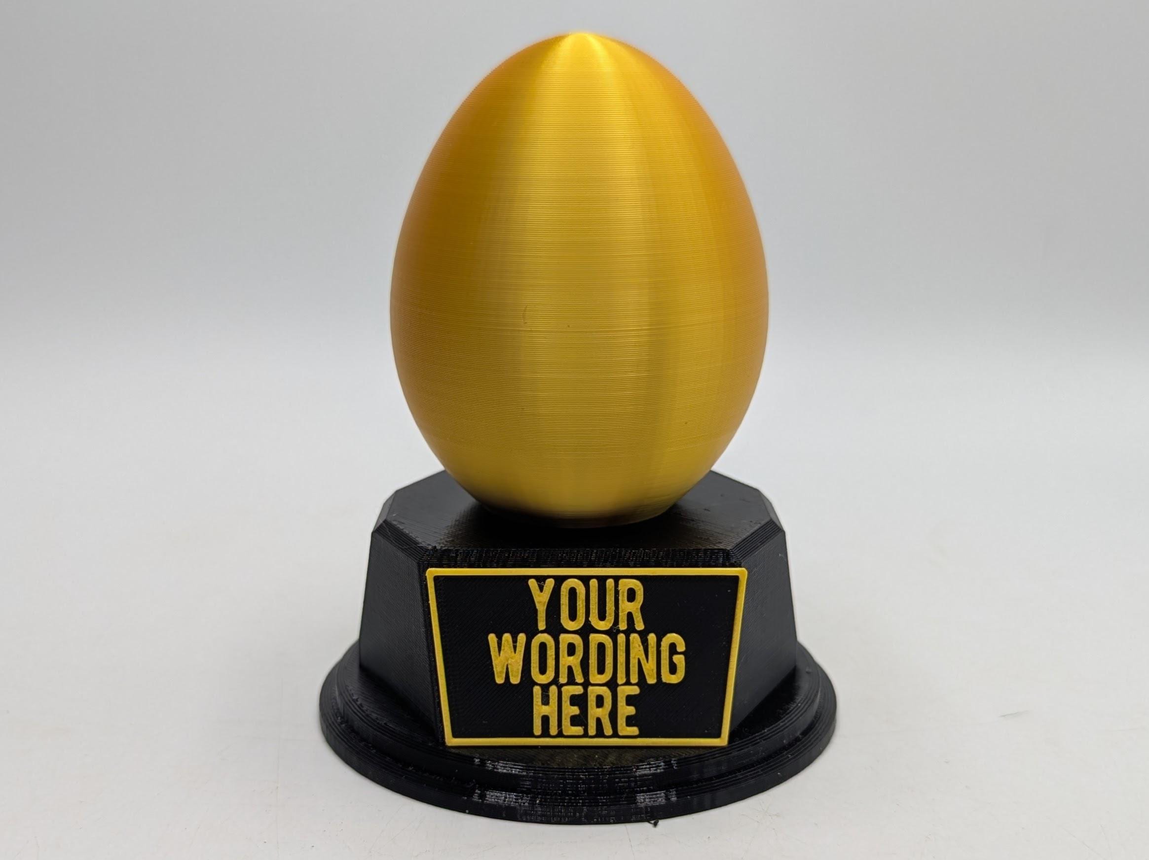Personalised Golden Egg Trophy, Good Egg Award, Best Employee Award, Office Trophy, Custom Trophy, Golden Goose Egg Award, Eggcellence