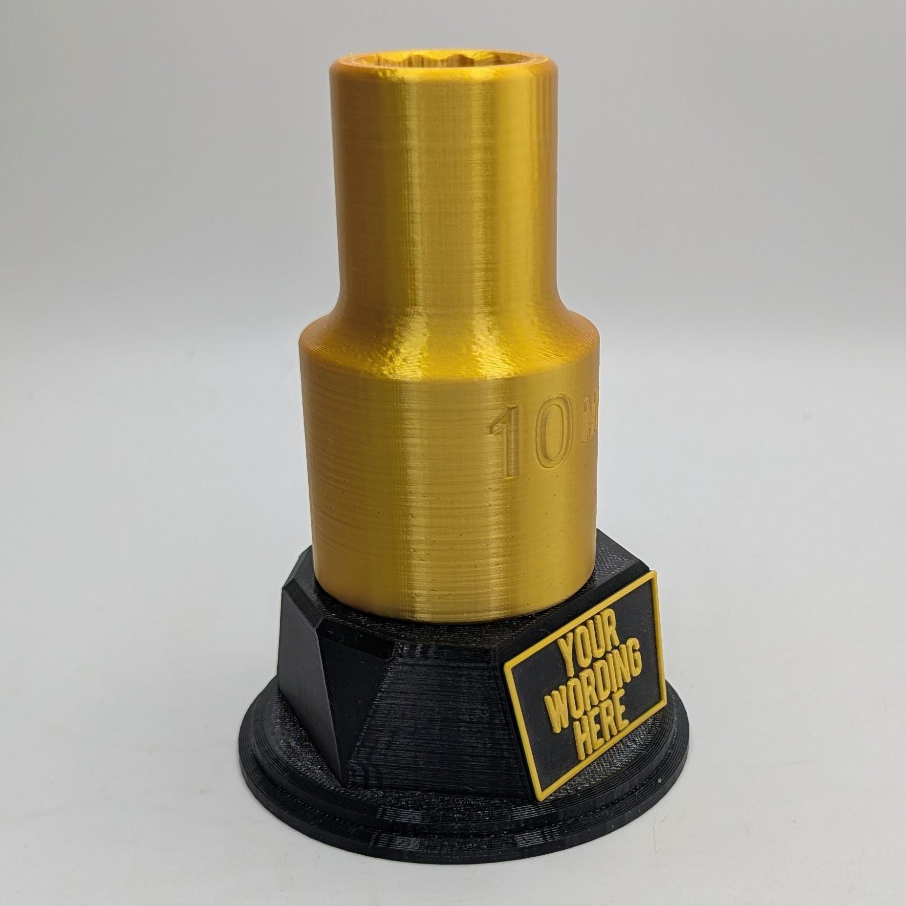 Personalised Socket Trophy, 10mm Socket Gift, Tool Award Trophy, Builder Gift, Custom Award, Mechanic Trophy, Engineer Trophy, Mechanic Gift