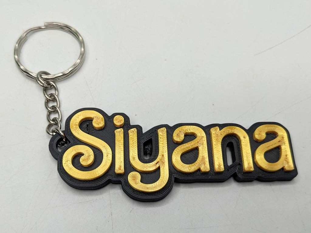 Personalised Name Keyring, Pink Doll Style Text, Two Colour Keyring, Party Bag Filler, Under 5 Pound, Party Bag Filler, School Bag Keyring