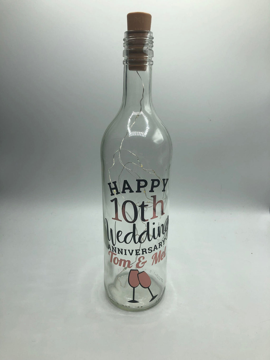 Personalised Wedding Anniversary Gift, Anniversary LED Bottle, Anniversary Milestone Gift, Personalized Anniversary, Golden Anniversary