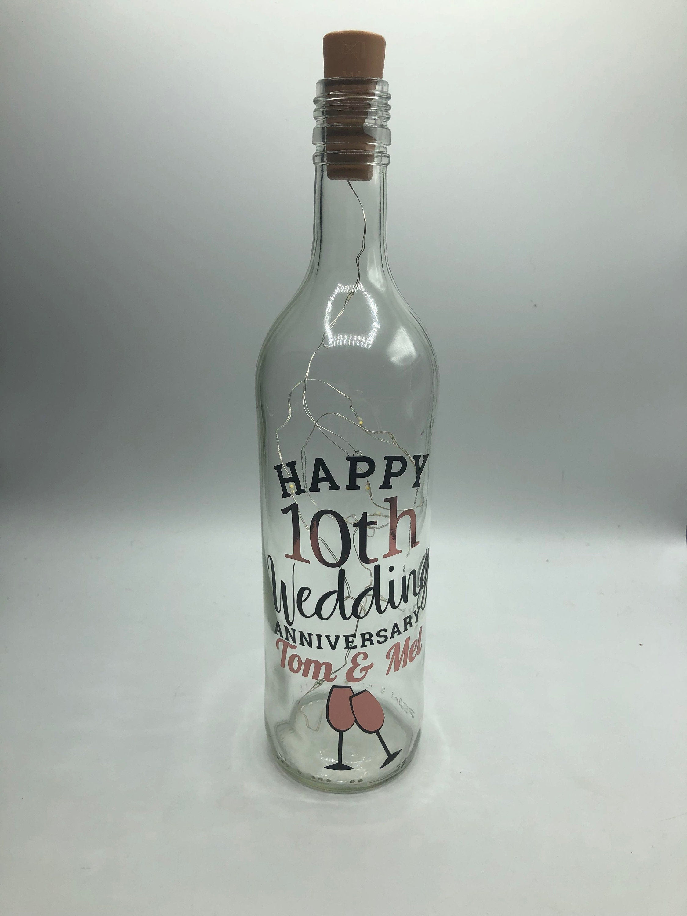 Personalised Wedding Anniversary Gift, Anniversary LED Bottle, Anniversary Milestone Gift, Personalized Anniversary, Golden Anniversary