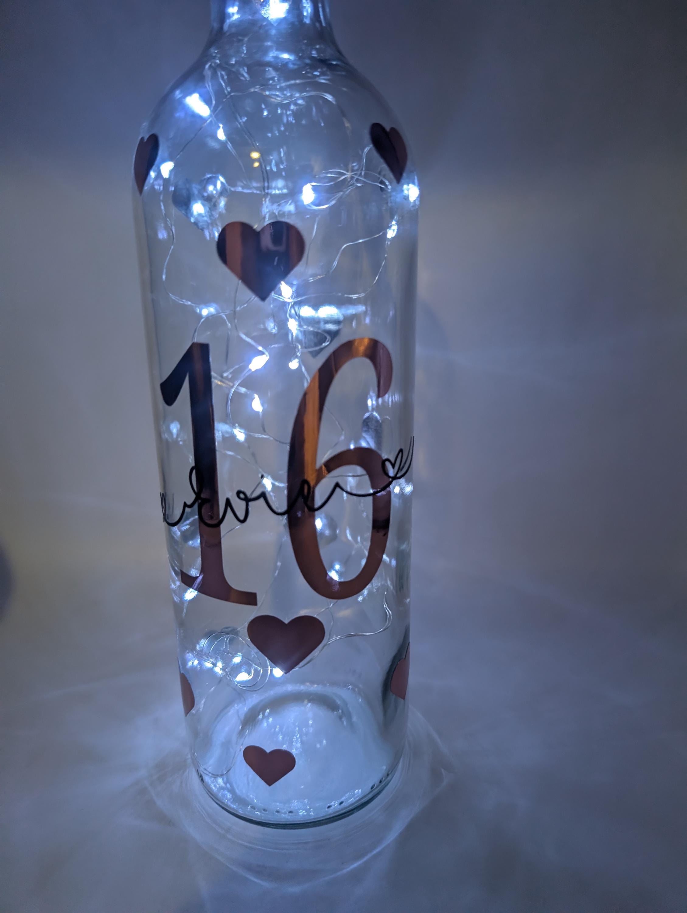 Personalised Light Up Bottle, 16th Birthday for Her, 16th Milestone Birthday, 16th Gift for her, Special 16th Birthday Gift, 16th Birthday