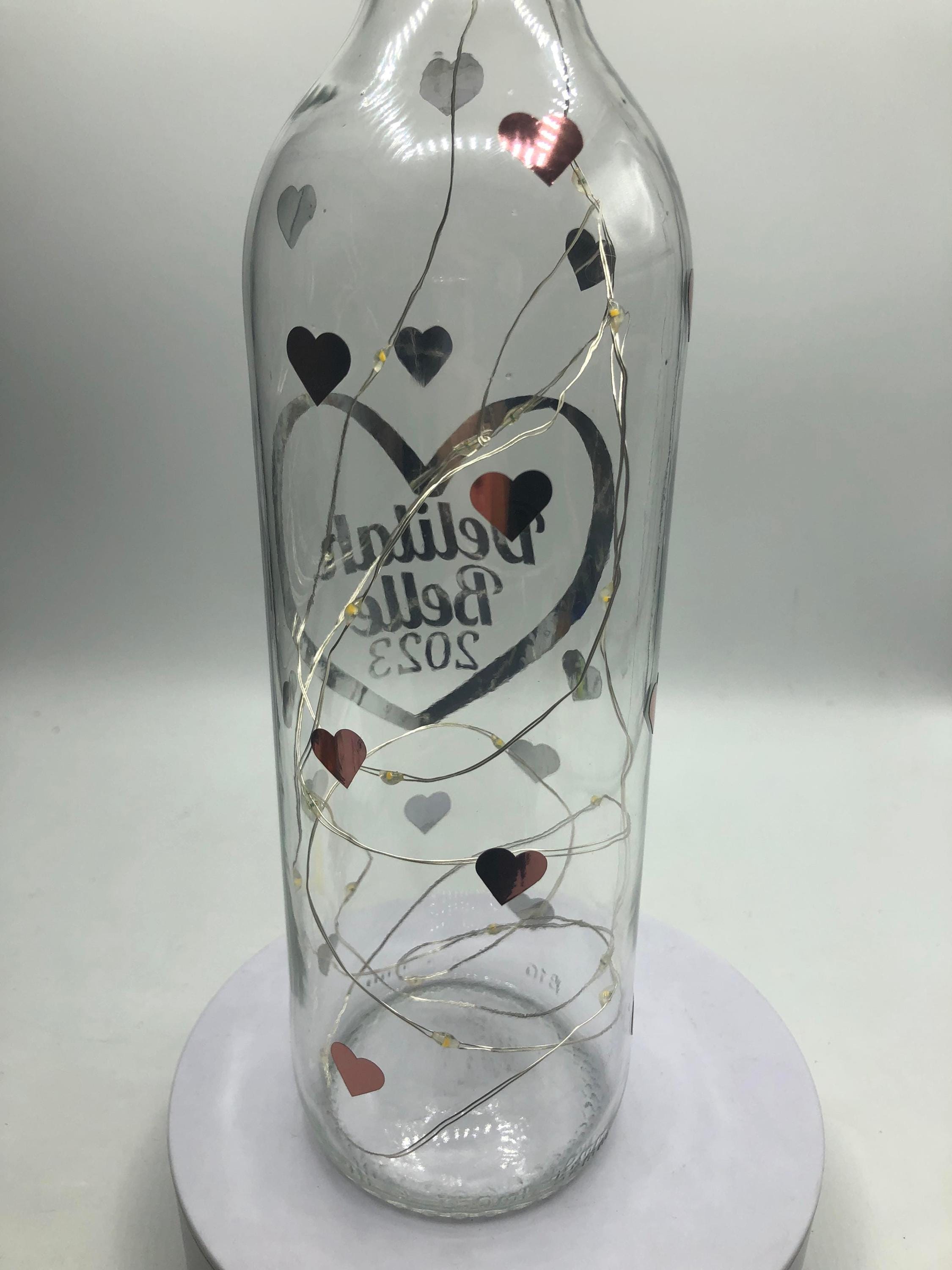 Personalised Birthday Gift, Birthday Light Up Bottle, Birthday Keepsake Gift, New Baby Gift, Christening Gift, Friend Birthday Hearts Gift