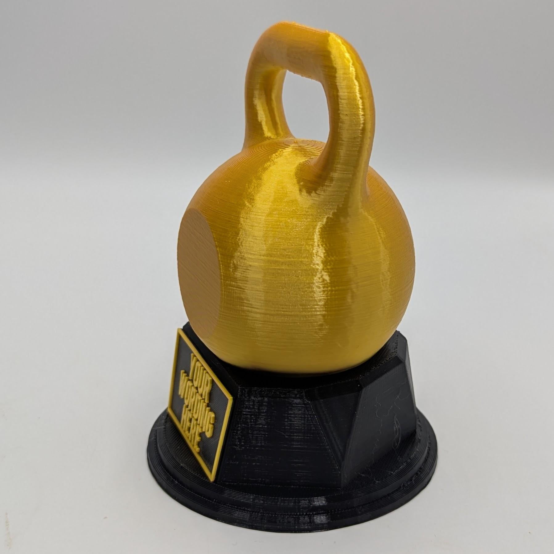 Personalised Kettle Bell Trophy, Exercise Fun Trophy, Gift for Personal Trainer, Custom Trophy Gift, Weight Bell Trophy, Bodybuilding Trophy