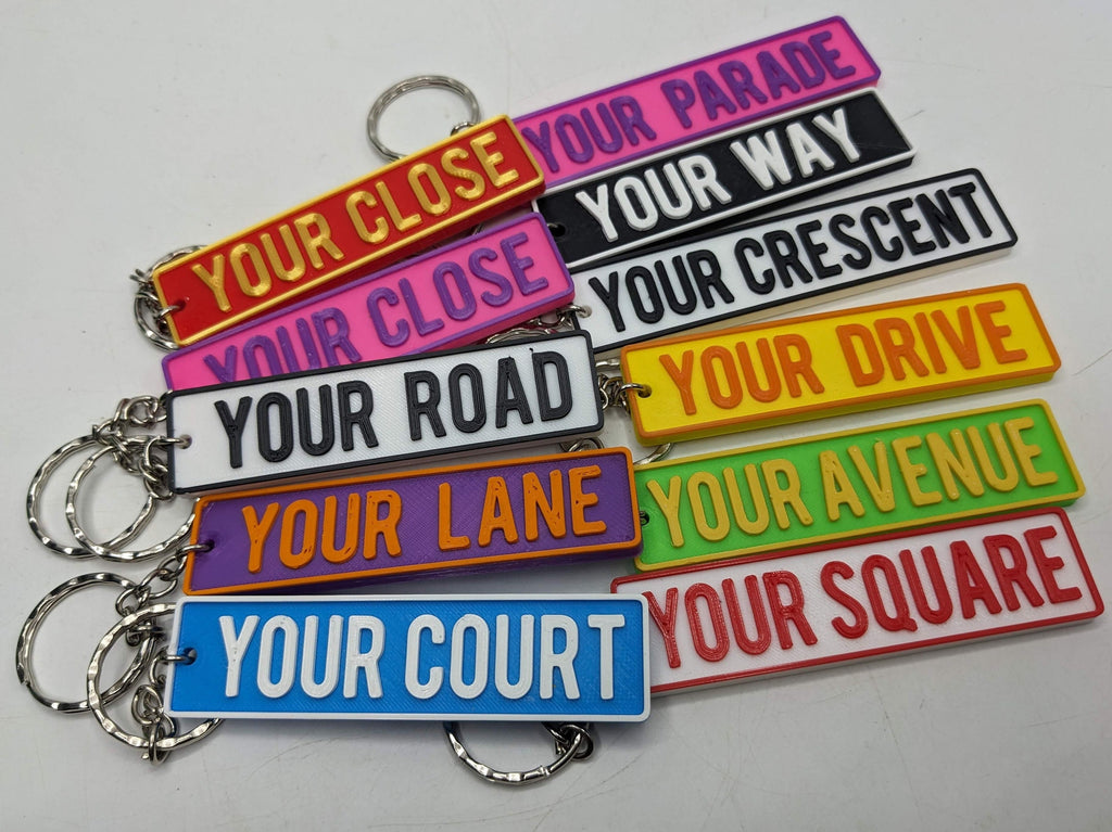 Personalised Street Sign Keyring / Street Road Name Keyring / Personalised Street Sign Keychain / Street Sign Bag Tag / Personalised Keyring