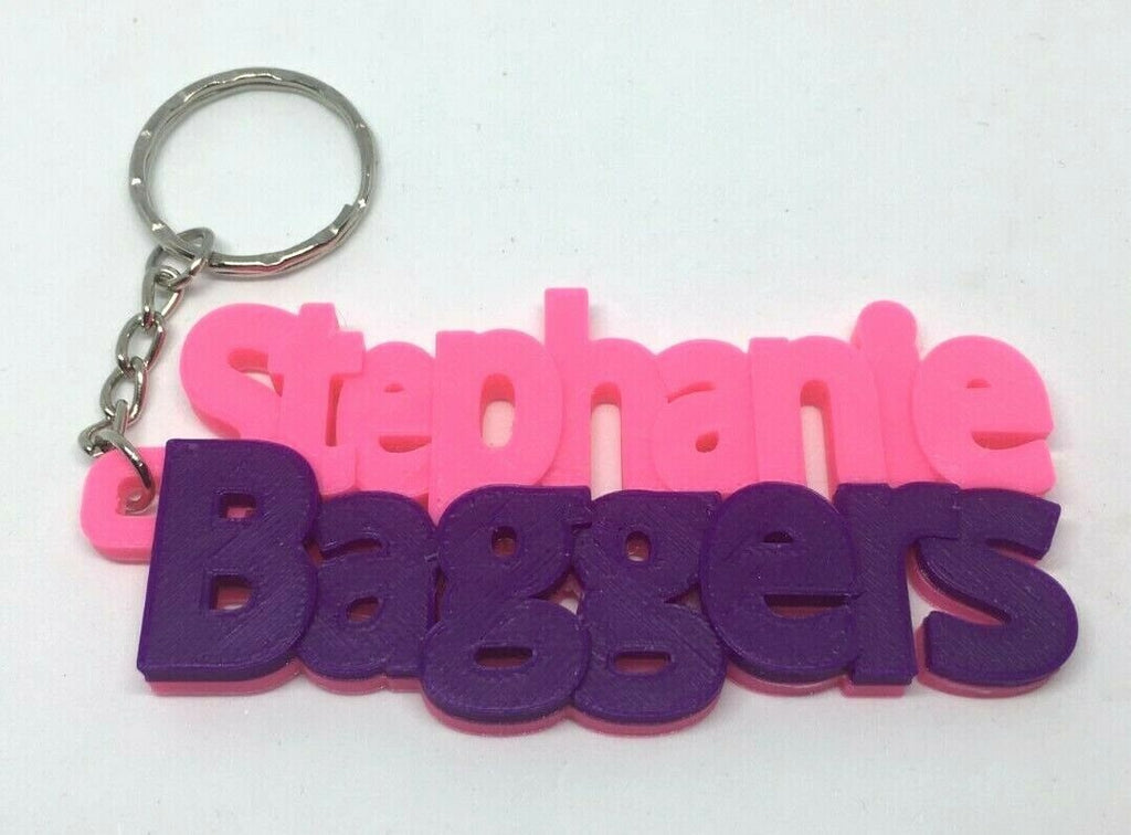 Girls Personalised School Bag Tag / Chunky Keyrings / FORENAME & SURNAME / School Leaver Gift / Teacher Gift / Under 5 pounds / Keyring Gift