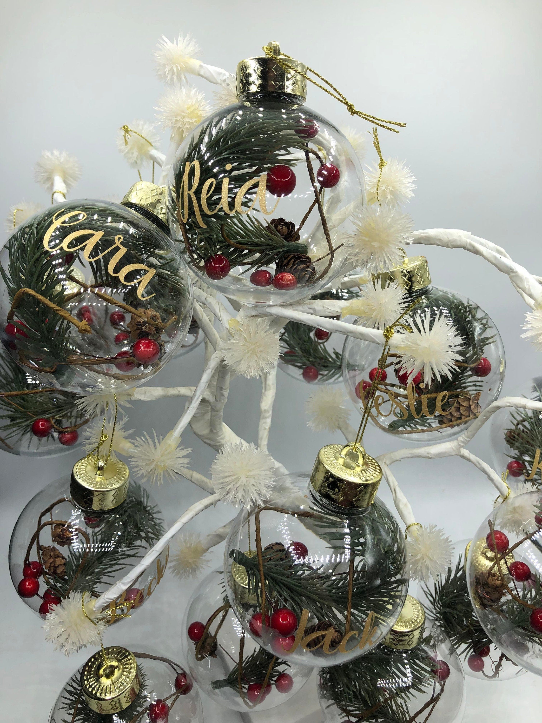 Personalised Christmas Bauble, Woodland Christmas Bauble, Tree Personalised Decoration, Name Bauble, Personalised Christmas Ornament, Berry