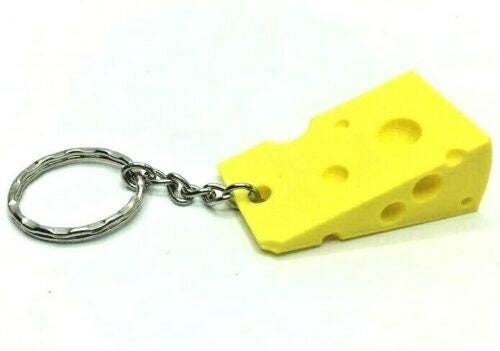 Swiss Cheese Style Keyring, Cheese Lovers Keyring, Keyring in the Shape of Cheese, Cheese Wedge Keyring, Cheese Charm, Food Keyring, Cheesy