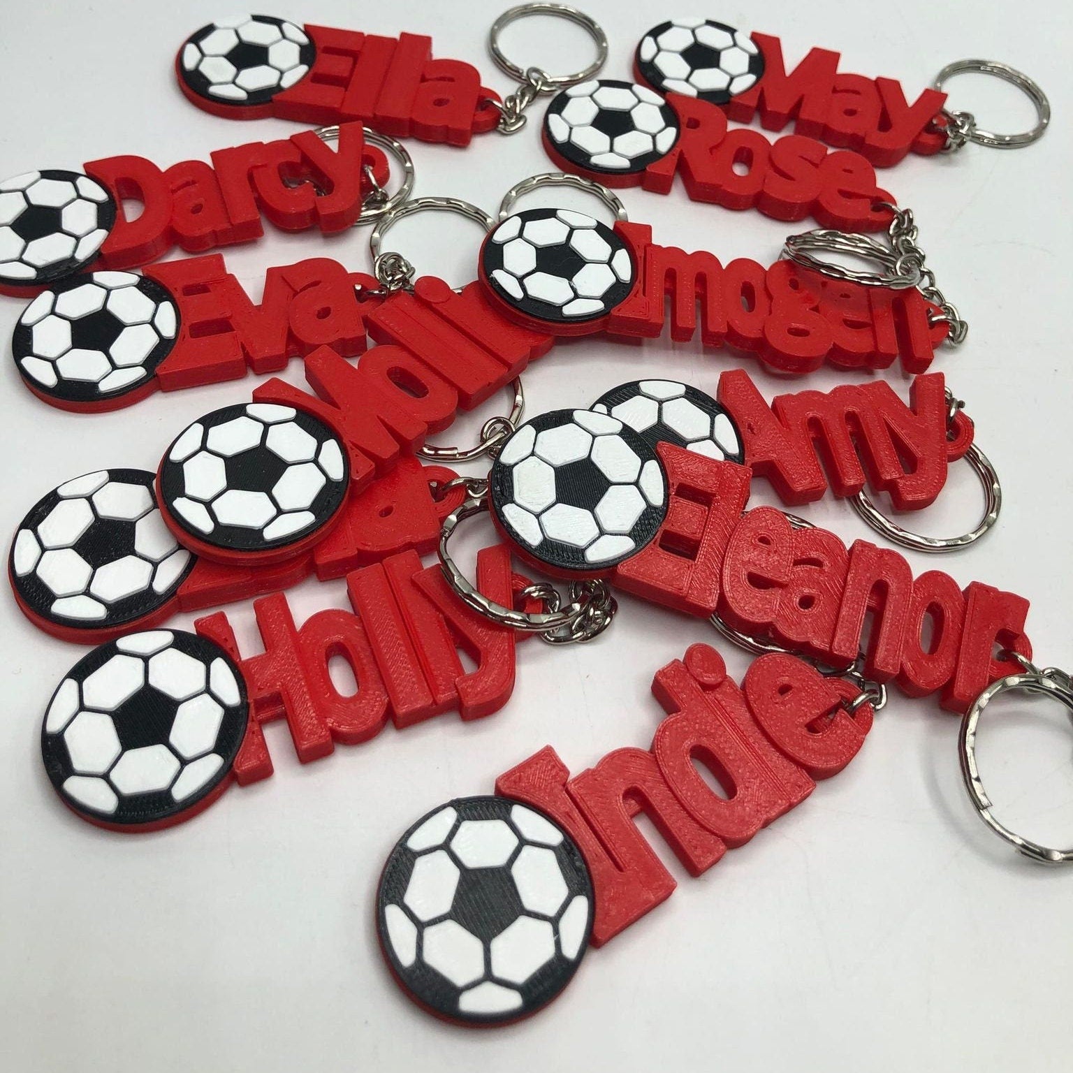 Girls Personalised Football Keyring / Soccer Keyrings / Football Party Bag Filler / Football Team Bag Tags / Football Gift / Football Favour