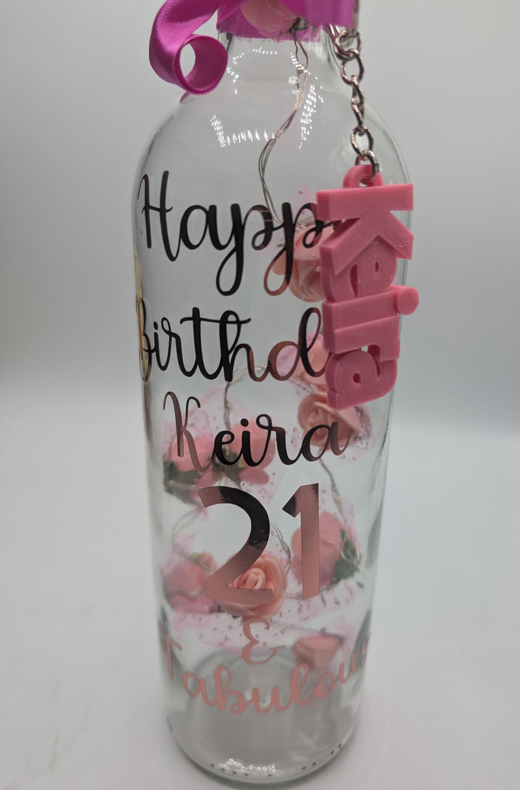 Personalised Light up Bottle, 21st Birthday For Her, Special 21st Gift, Milestone Birthday, 21 Birthday Present, Personalised Birthday Gift