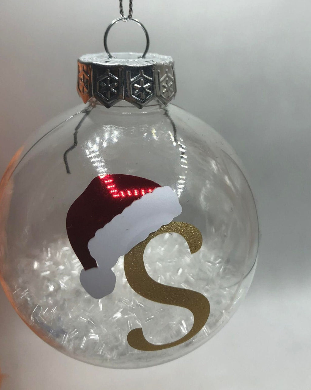 Personalised Santa Hat Glitter Christmas Bauble / Bauble / Memorial Bauble / Tree Personalised Decoration / Personalised Christmas Ornament